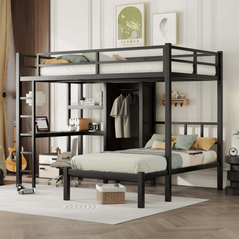 Bunk bed with desk wayfair discount